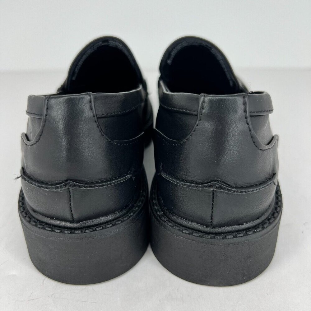 A New Day Womens Penny Black Faux Leather Classic Slip On Block Size 9 Loafers - Picture 5 of 9